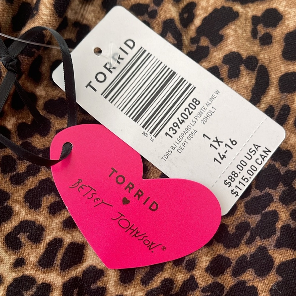 NWT Torrid Betsy Johnson Leopard Ponte A Line Dress Sz 1 1 X 14-16 - Picture 2 of 6